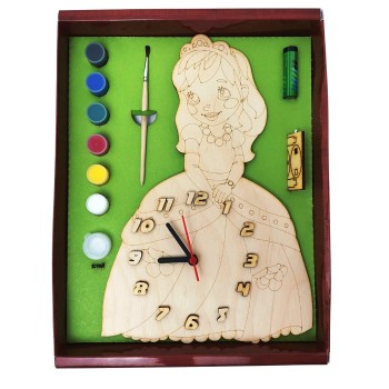 Часы с циферблатом под роспись "Принцесса" с красками арт.ДНИ136