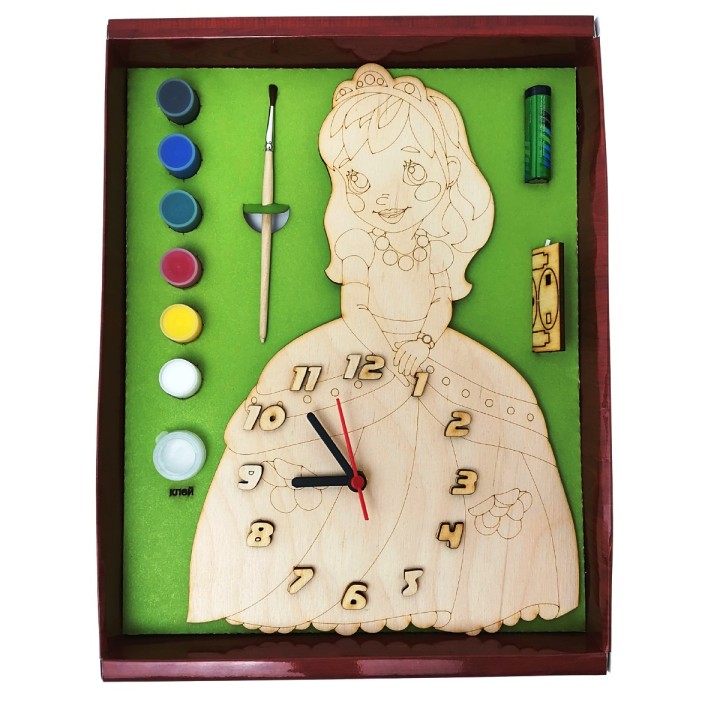 Часы с циферблатом под роспись "Принцесса" с красками арт.ДНИ136