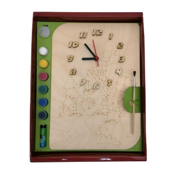 Часы с циферблатом под роспись "Лесная избушка" с красками арт.ДНИ140