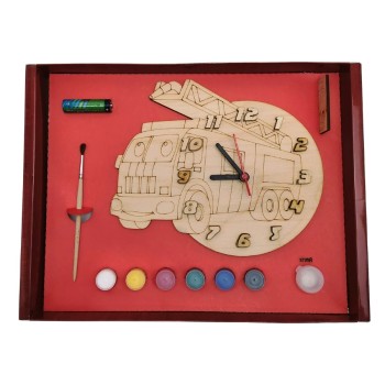 Часы с циферблатом под роспись "Машина пожарная" с красками арт.ДНИ130