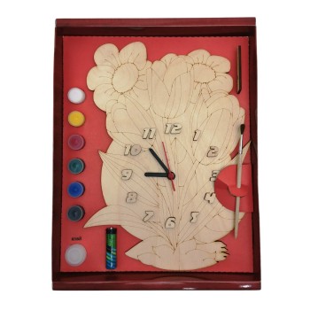 Часы с циферблатом под роспись "Весенний букет" с красками арт.ДНИ138