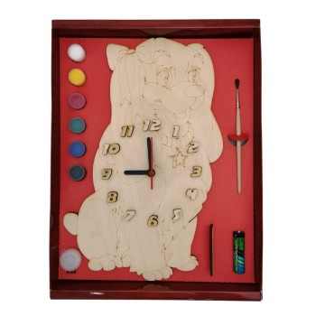 Часы с циферблатом под роспись "Собачка Леди" с красками арт.ДНИ134