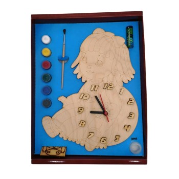 Часы с циферблатом под роспись "Кукла" с красками арт.ДНИ135