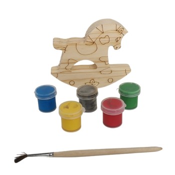 Набор под роспись "Лошадка-качалка"с контуром,с красками и кисточкой арт.7726/7712 (РНИ)