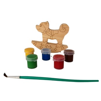 Набор под роспись "Собачка-качалка" с контуром арт.7959 с красками и кисточкой в пакете