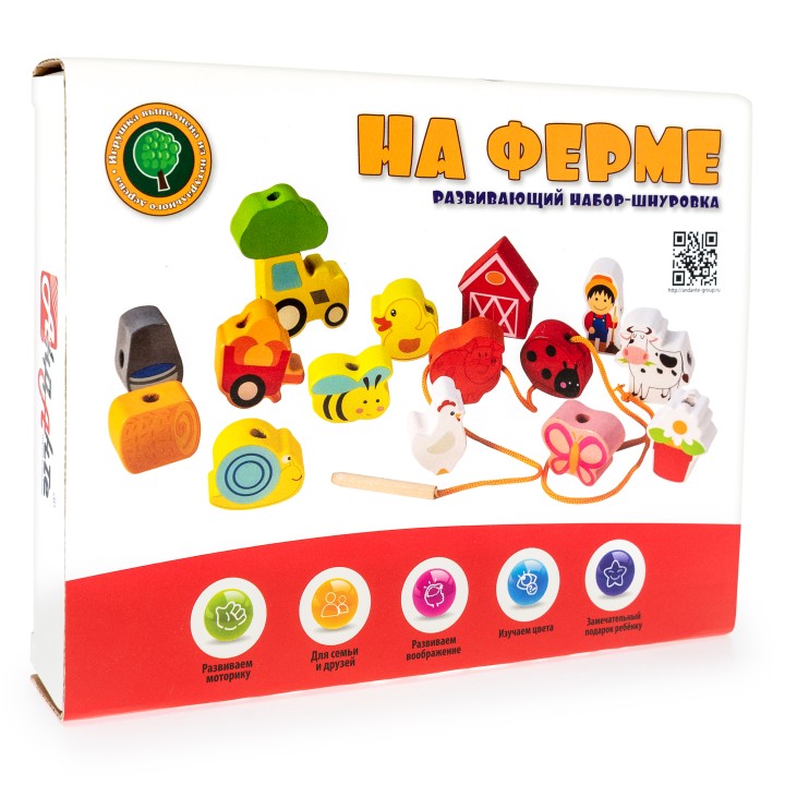 RDI-D084a "На ферме" Развивающий набор-шнуровка./48