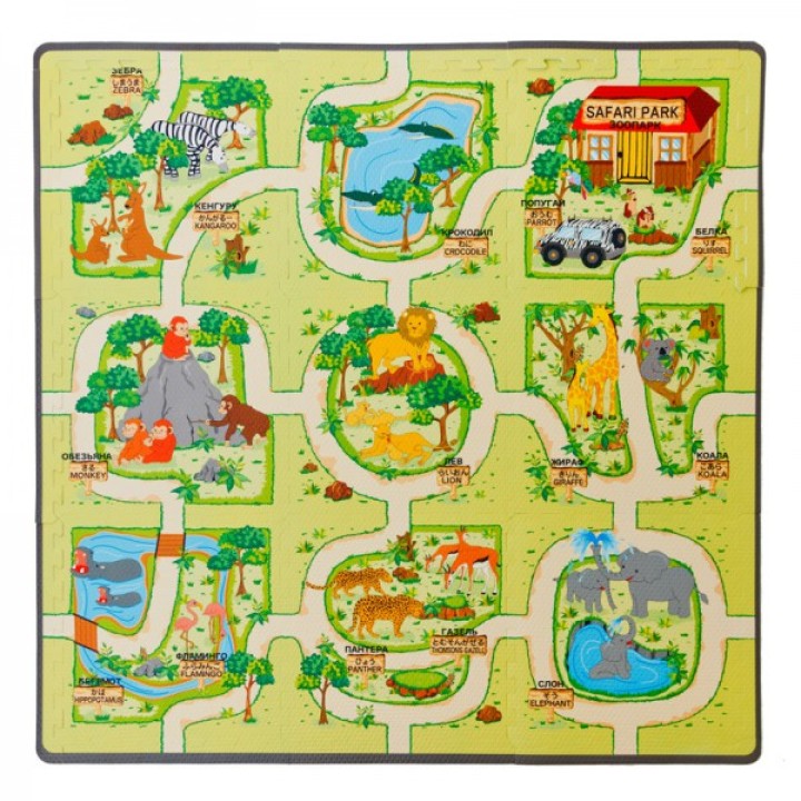 Коврик-пазл MPD-901 "Зоопарк" (9шт. 30х30)