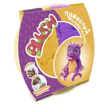 Пластилин пушистый ТМ "PLUSH", фиолетовый +оранжевый,160 гр арт.PL02201804/PL02201808/8 шт