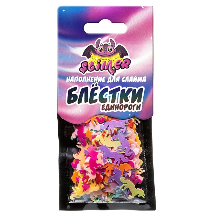 Наполнение для слайма ТМ "Slimer" "Блестки фигурные Единороги голографические" арт.SSS30-34