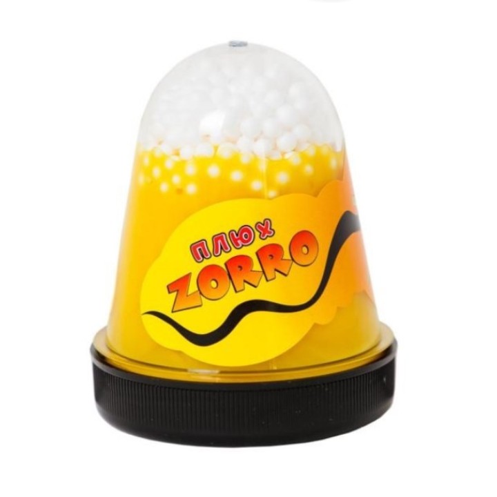 Слайм Плюх "ZORRO" перламутровый с шариками, желтый, 130 г / 24