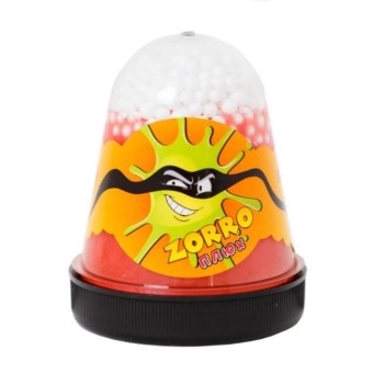 Слайм Плюх "ZORRO" перламутровый с шариками, красный, 130 г /24