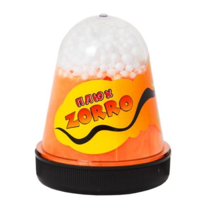 Слайм Плюх "ZORRO" перламутровый с шариками, оранжевый, 130 г /24