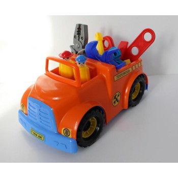 Совтехстром.Автомобиль "Техпомощь" арт.У820(2 фигур,плоскогубцы,отверт,ключ,пластина,болт,гайка) /12