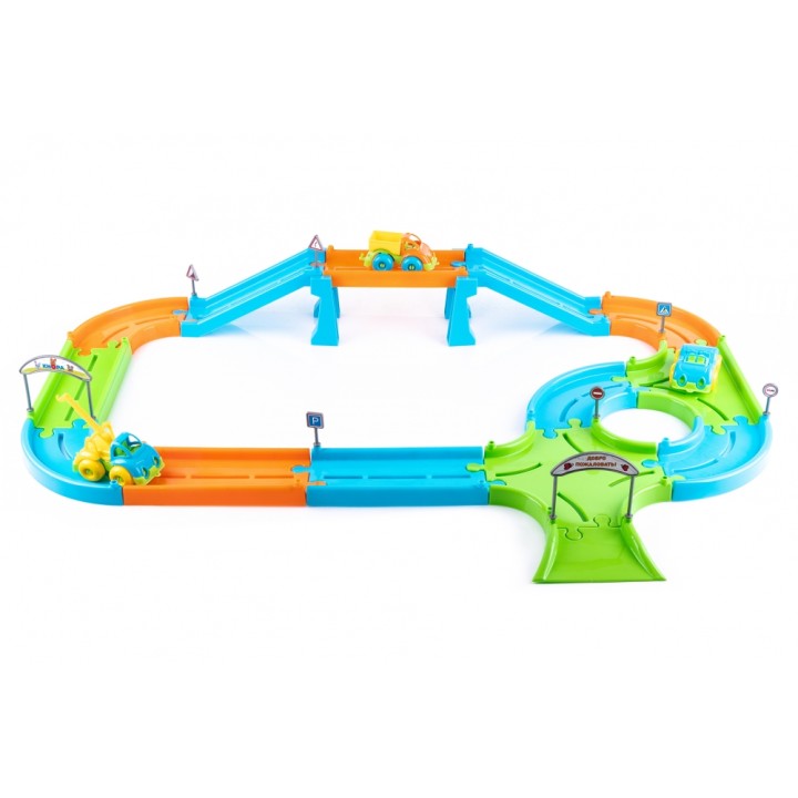 KNOPA. Игровой набор "Автодорога" 2,5 м с машинками арт.86202 /6 (Пластмастер)
