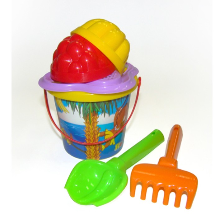 Полесье. Песочный набор №229 (ведро с накл.,сито,совок,грабли,форм) арт.0528 /32