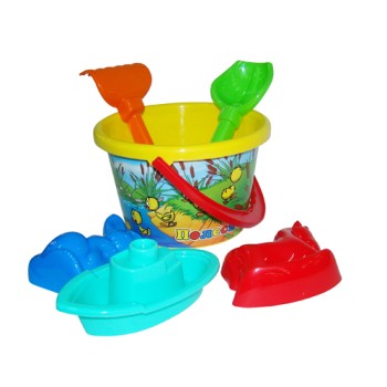 Полесье. Песочный набор №251 (ведро среднее,совок,грабельки,2 форм,кораблик "Юнга") арт.3536 /21