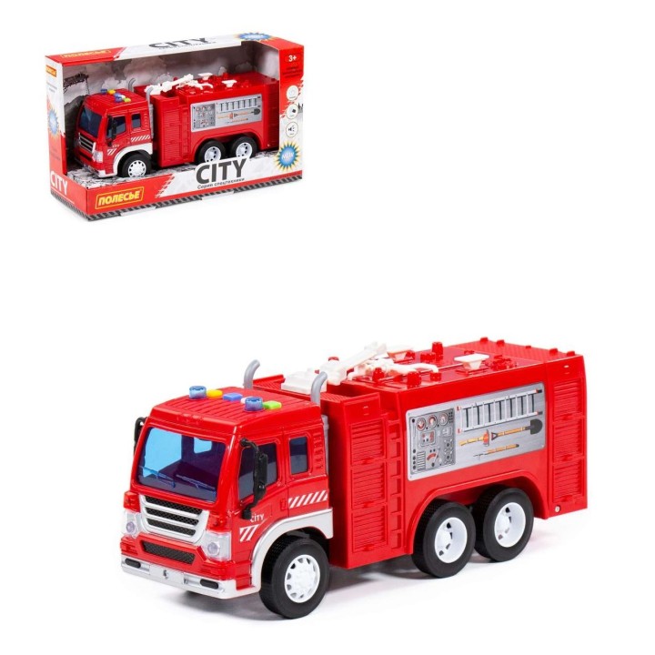 Полесье. Автомобиль инерционный "Сити" пожарный свет, звук (в коробке) арт.86396 /8