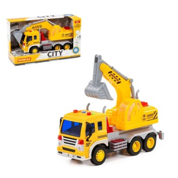 Полесье. Автомобиль инерционный "Сити" экскаватор свет, звук (жёлтый) (в коробке) арт.86365 /8