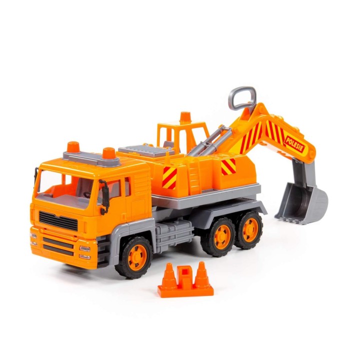 Полесье. "Алмаз" автомобиль-экскаватор №2 инерционный (в сеточке) арт.87911 /6