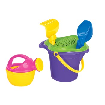Полесье. Песочный набор №351 (ведро мал. с носиком,сито,совок,грабельки,лейка мал.) арт.4924 /28