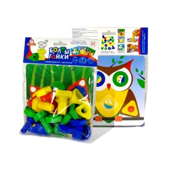 Татой.Болты и Гайки 23 эл. (10 болтов, 10 гаек, 3 карточки) тип 3 арт.1413 (в пакете) /24