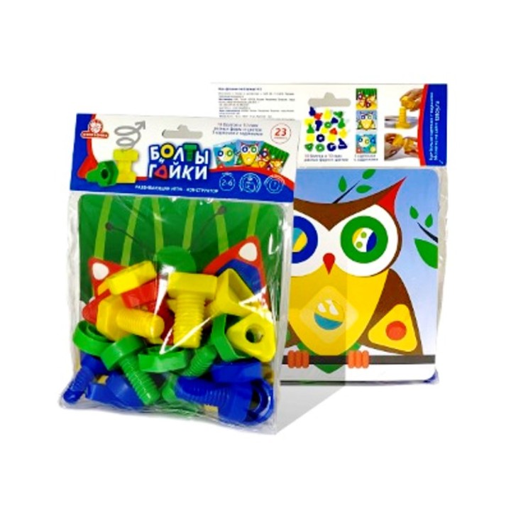 Татой.Болты и Гайки 23 эл. (10 болтов, 10 гаек, 3 карточки) тип 3 арт.1413 (в пакете) /24