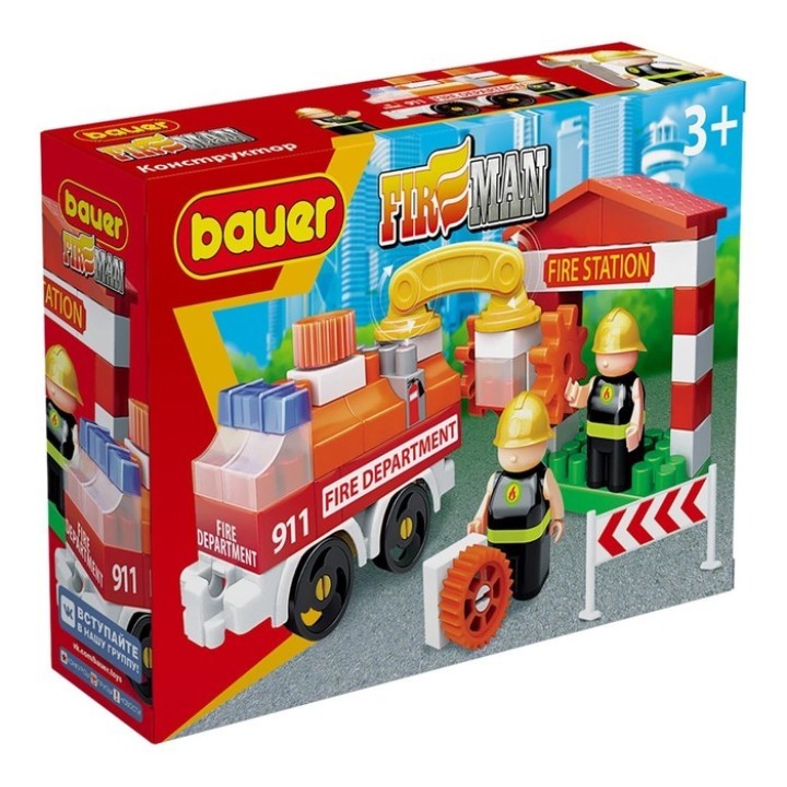 Bauer.739 Конструктор "Fireman" набор пожарная машина и пожарный гидрант