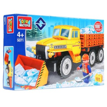 Город мастеров. Конструктор арт.5071-R "Урал снегоуборщик" с фигуркой 101 дет
