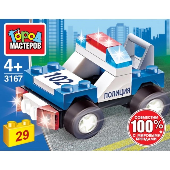 Город мастеров. Конструктор арт.3167-R "Полицейская машина" 29 дет.