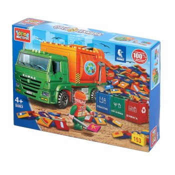 Город мастеров. Конструктор арт.5083-R "Камаз: мусоровоз на свалке" с фигуркой, 153 дет.