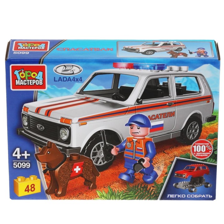 Город мастеров. Конструктор арт.5099-R "Автоваз: Лада 4х4 спасатели" 48 дет.