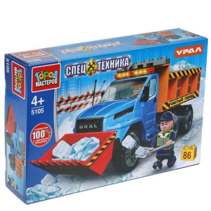 Город мастеров. Конструктор арт.5105-R "Урал некст снегоуборщик" 86 дет.