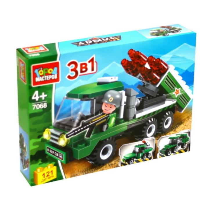 Город мастеров. Конструктор арт.7068-R "Ракетная установка 3в1, с фигуркой", 121 дет.