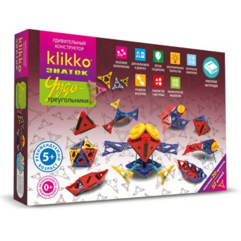 Удивительный конструктор Знаток "Klikko "Чудо ТРЕУГОЛЬНИКИ" 20в1 (57 деталей) арт.38640/48
