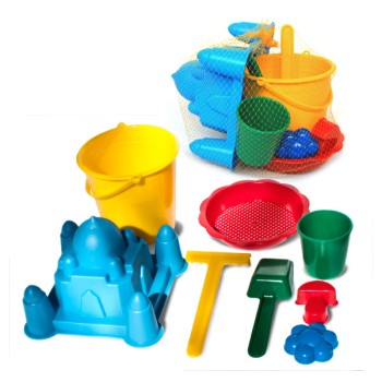 Эра. Песочный набор тип 2 арт. С-229-57238307 (сито,грабли,совок,3 форм., ведро, формочки) *