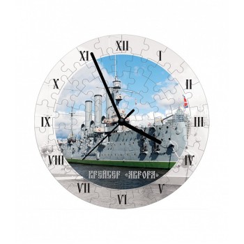УмБум126-26 Часы пазл "Крейсер "Аврора" (с часовым мех.)