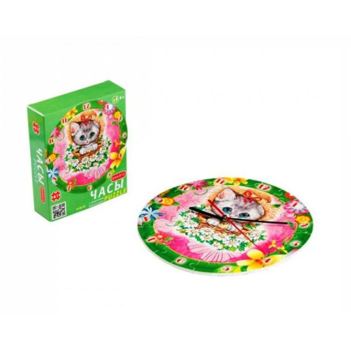 УмБум126-16 Часы пазл "Котенок" (с часовым мех.)