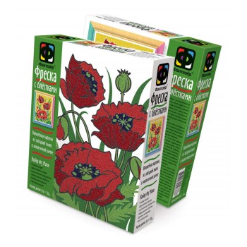 407061 Фреска с блестками "Маки" /20