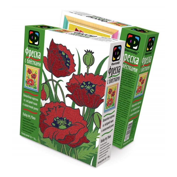 407061 Фреска с блестками "Маки" /20