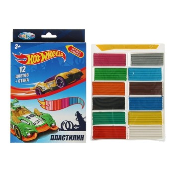 Центрум. Hot Wheels 88620 Пластилин 12 цветов (стека пластиковая, упаковка с европодвесом)