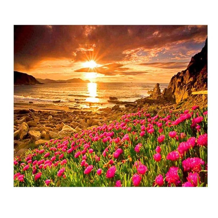 Центрум. Алмазная мозаика 40х50 см арт.87226 "Поле цветов" без подрамника, частичная выкладка