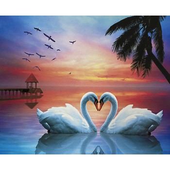 Центрум. Алмазная мозаика 40х50 см арт.87230 "Лебеди" без подрамника, частичная выкладка