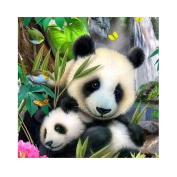 Центрум. Алмазная мозаика 40х50 см арт.87112 "Панды" без подрамника, частичная выкладка,