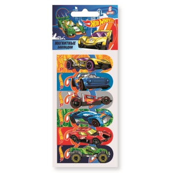Центрум. Hot Wheels 88709 Магнитные закладки магнитно-пластиковые, 6 шт, в ассорт, блистер