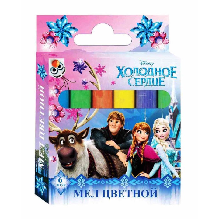 Центрум. 90133 Мел цветной "Холодное сердце", 6 штук с европодвесом