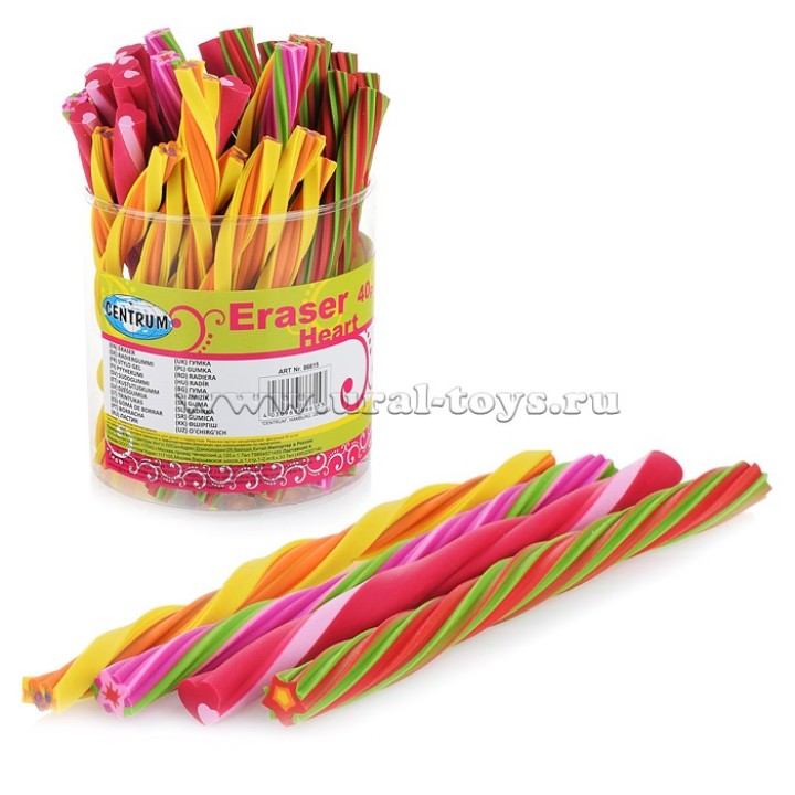 Центрум. 86615 Ластик спираль из синт. каучука "Цветы и Сердца" в тубусе 160*10мм