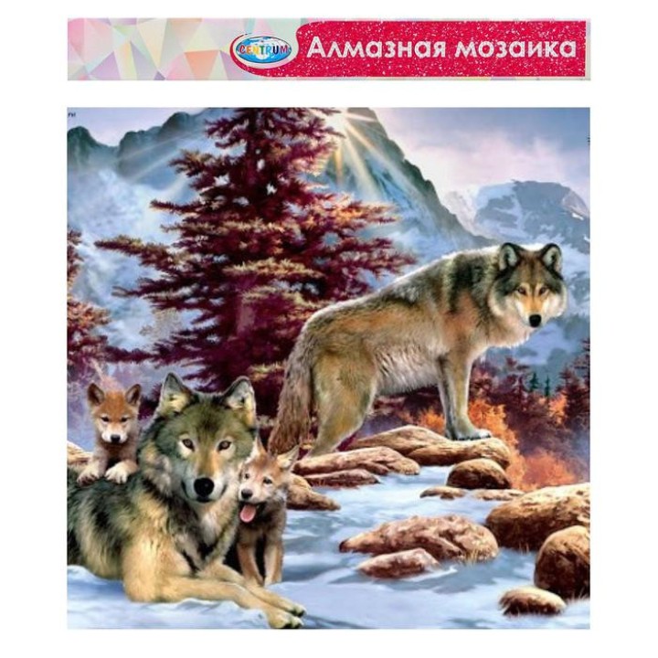 Центрум. Алмазная мозаика 40х50 см арт.87114 "Волки" без подрамника, частичная выкладка