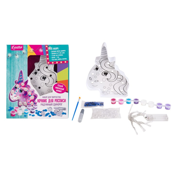Kreatto. Ночник для росписи "Радужный единорог" арт.36993 /12