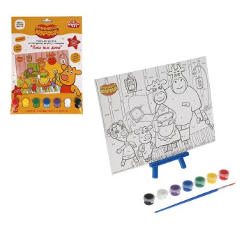 MultiArt. Набор под роспись "Оранжевая корова" 17х23см по номерам на холсте арт.100CANV-ORCOW1