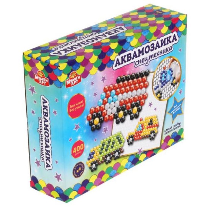 MultiArt. Аквамозаика "Спецтехника" 400 бусин, арт.AQUABEADS400-MULART4